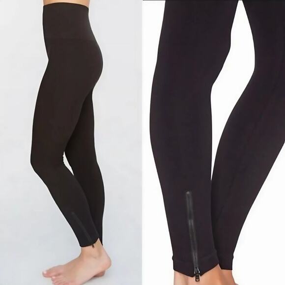 SPANX Black Seamless Tummy Control Slimming Zipper Ankle Leggings Small - Picture 1 of 8